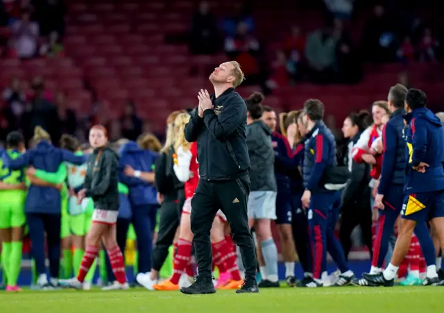 Jonas Eidevall looks to the heavens after defeat.