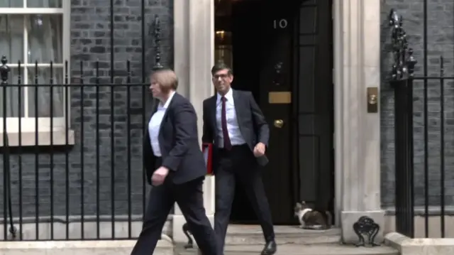 Rishi Sunak walking out of No 10