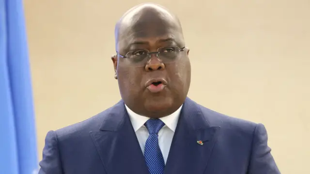 Felix Tshisekedi, President of Democratic Republic of Congo, attends the Human Rights Council at the United Nations in Geneva, Switzerland February 27, 2023.