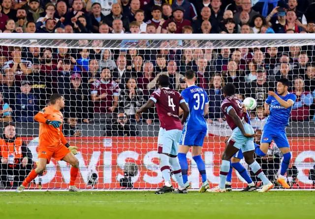 Antonio prods home to put West Ham ahead.