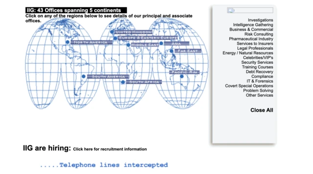 Grab of the IIG website from 1996 onwards