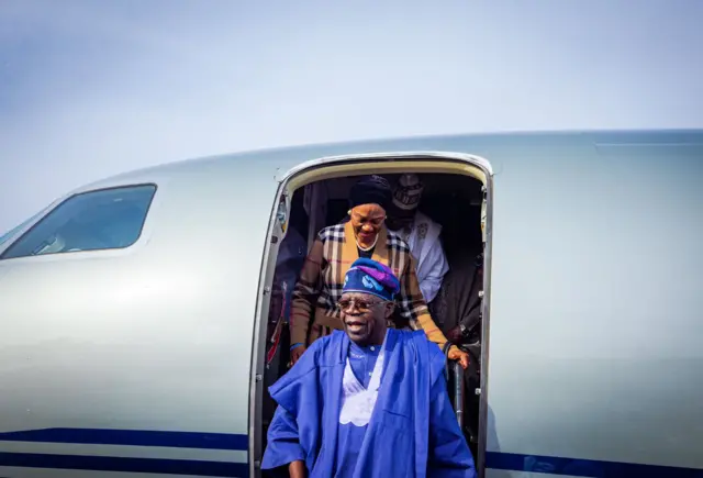 Bola Tinubu arriving from France last month