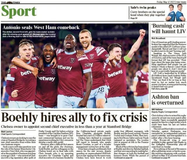 Times main sport page