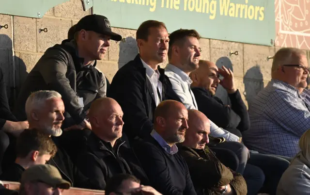 Duncan Ferguson, Jim Goodwin and Lee Bullen in the stands