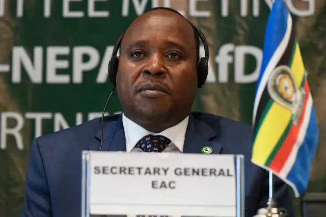 Secretary General of the East African Community Peter Mathuki attends the AU commission coordination committee and strategic partners meeting in Nairobi on January 19, 2023.