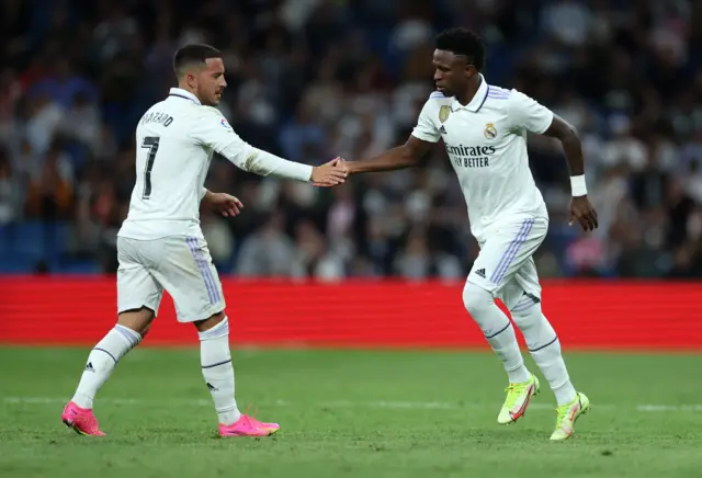 Vinicius Jr comes on to replace Eden Hazard.