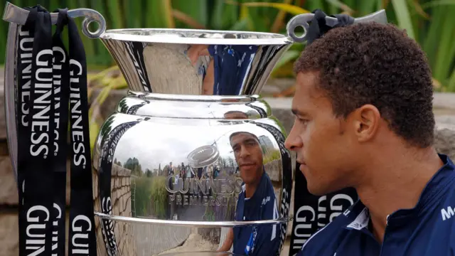 Jason Robinson with the Premiership trophy