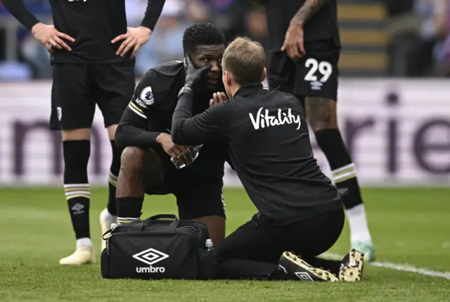 AFC Bournemouth's Jefferson Lerma receives medical attention