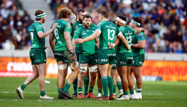 A view of the Connacht team huddle