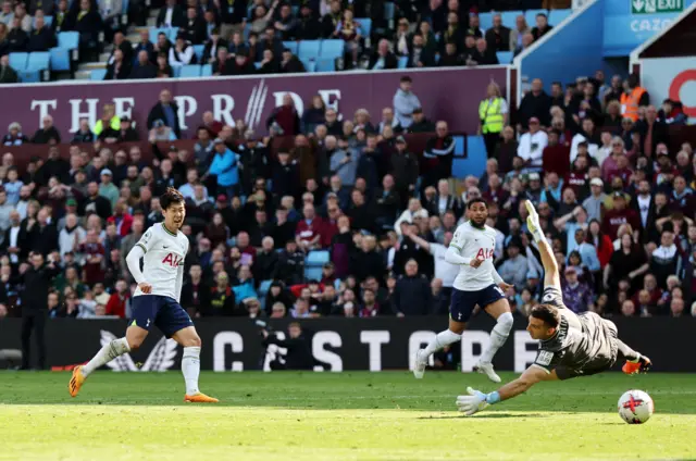 Tottenham Hotspur's Son Heung-min scores their second goal before it is disallowed