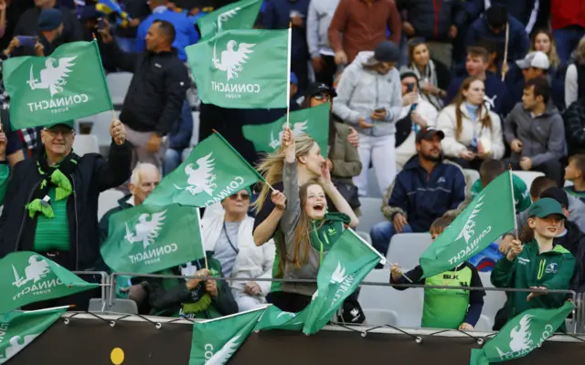 Connacht fans celebrate an opening try in South Africa