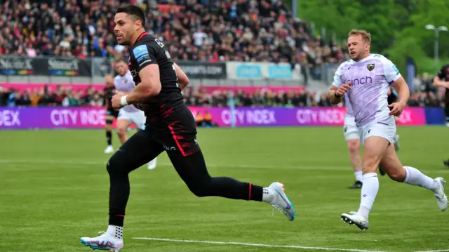 Sean Maitland scores for Saracens