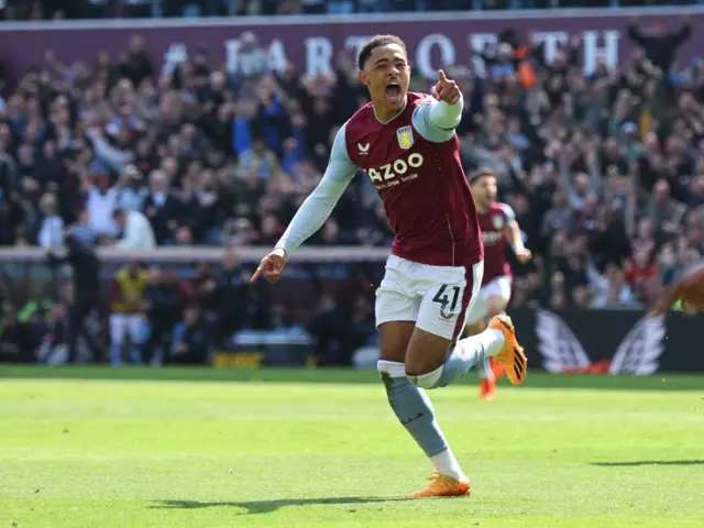 Aston Villa's Jacob Ramsey celebrates scoring their first goal