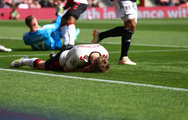 Southampton slump to the floor after conceding a second.