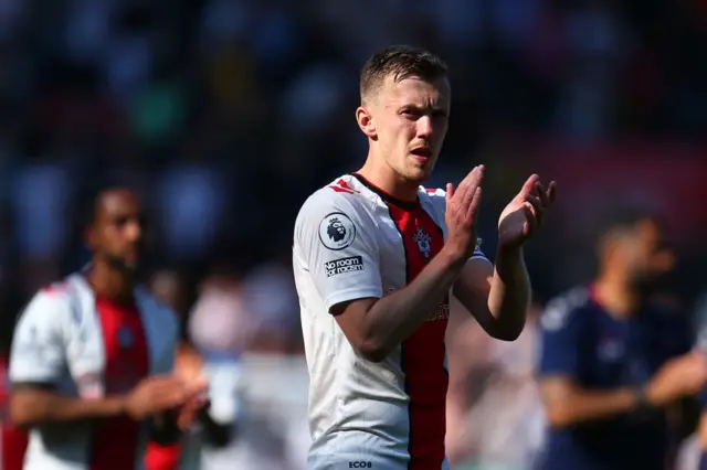 Captain James Ward-Prowse thanks the fans after defeat.