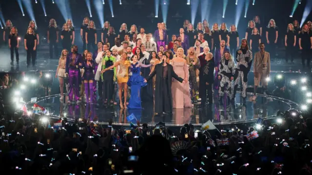 Duncan Laurence performs during the grand final of the 2023 Eurovision Song Contest