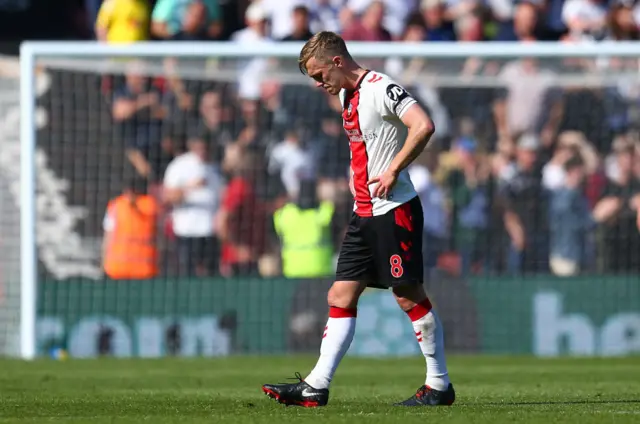 James Ward-Prowse looks resigned to Southampton's fate.