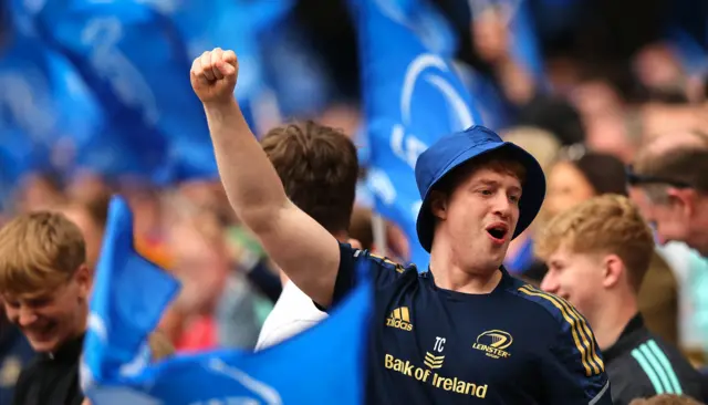 Leinster fans celebrate at the Aviva Stadium