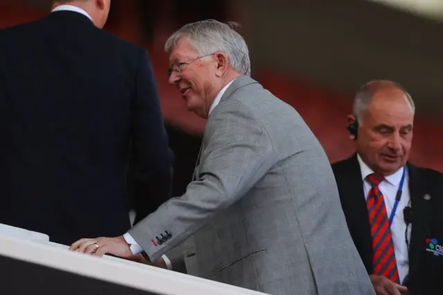 Sir Alex Ferguson makes his way to his seat at Old Trafford.