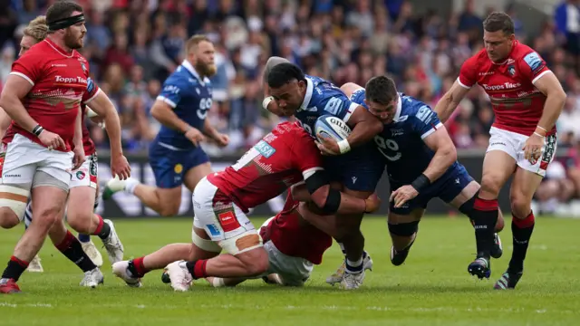 Manu Tuilagi carries the ball for Sale