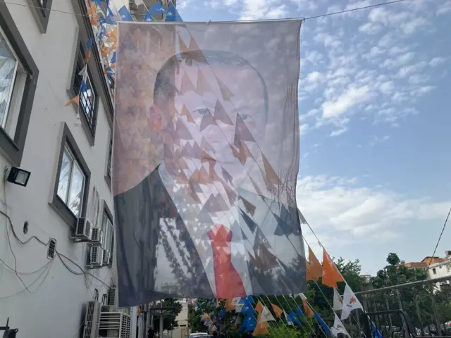 Erdogan images and AK Party flags flutter in Adana