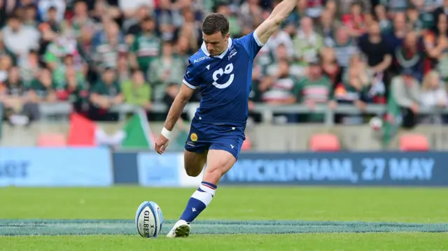 George Ford kicks a penalty