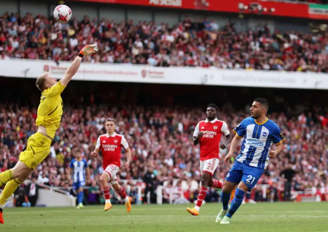 Brighton's Deniz Undav scores against Arsenal