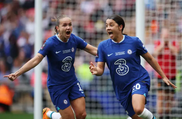 Sam Kerr celebrates