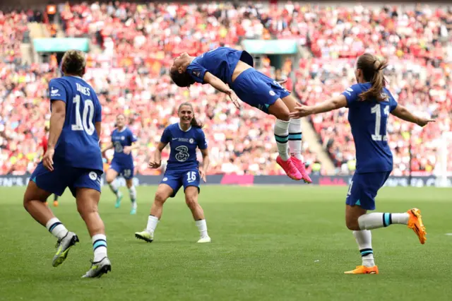 Sam Kerr celebrates