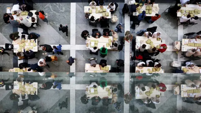 Election officials count overseas votes on the day of the presidential and parliamentary elections, in Ankara, Turkey, on 14 May 2023