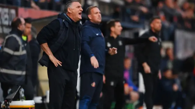 Tony Mowbray shouts on the touchline