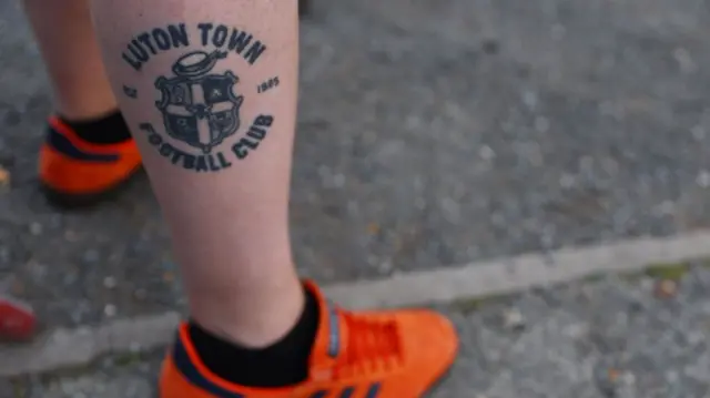 Fan with Luton Town tattoo