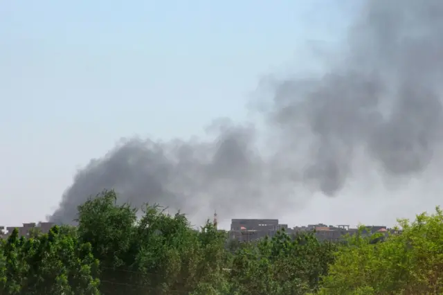 Smoke rising from attacks in Khartoum on Tuesday.