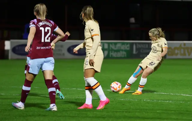 Chelsea's Erin Cuthbert scores against West Ham