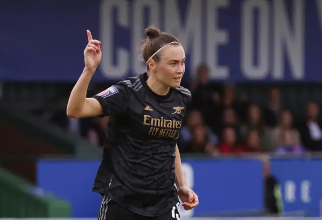 Arsenal's Caitlin Foord celebrates scoring against Everton