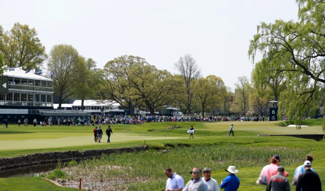 The walk to the sixth hole