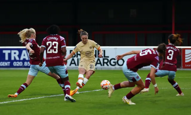 Chelsea's Niamh Charles scores against West Ham