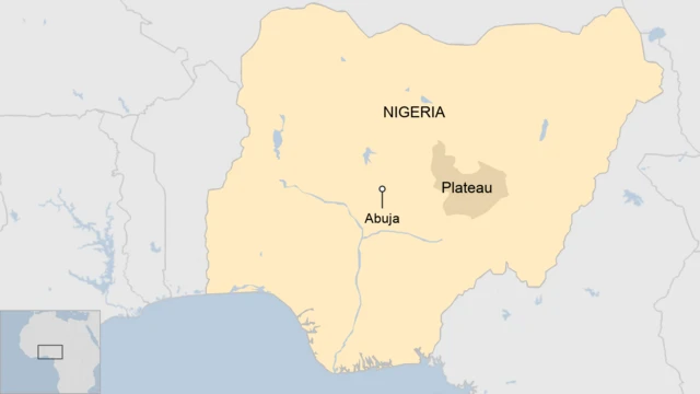 A map showing Plateau state in Nigeria.