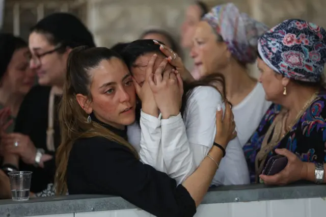 People at Aviel Haddad's funeral