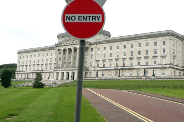 Stormont and No entry sign