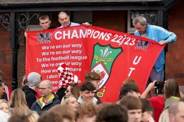 Wrexham fans hold banner