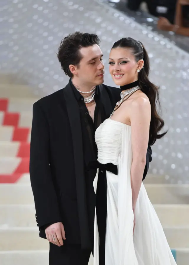 Brooklyn Beckham and Nicola Peltz Beckham attend The 2023 Met Gala Celebrating "Karl Lagerfeld: A Line Of Beauty" at The Metropolitan Museum of Art on May 01, 2023 in New York City