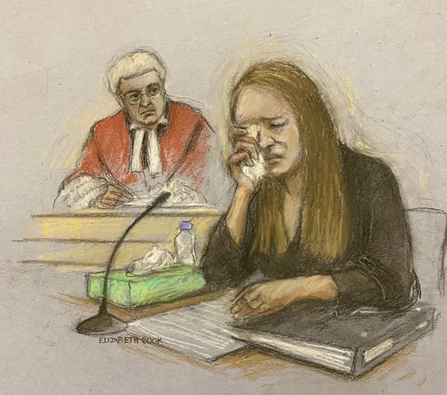 Court sketch of Lucy Letby