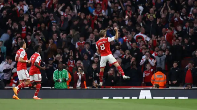 Martin Odegaard celebrates