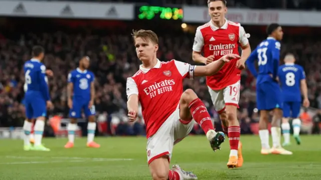 Martin Odegaard celebrates