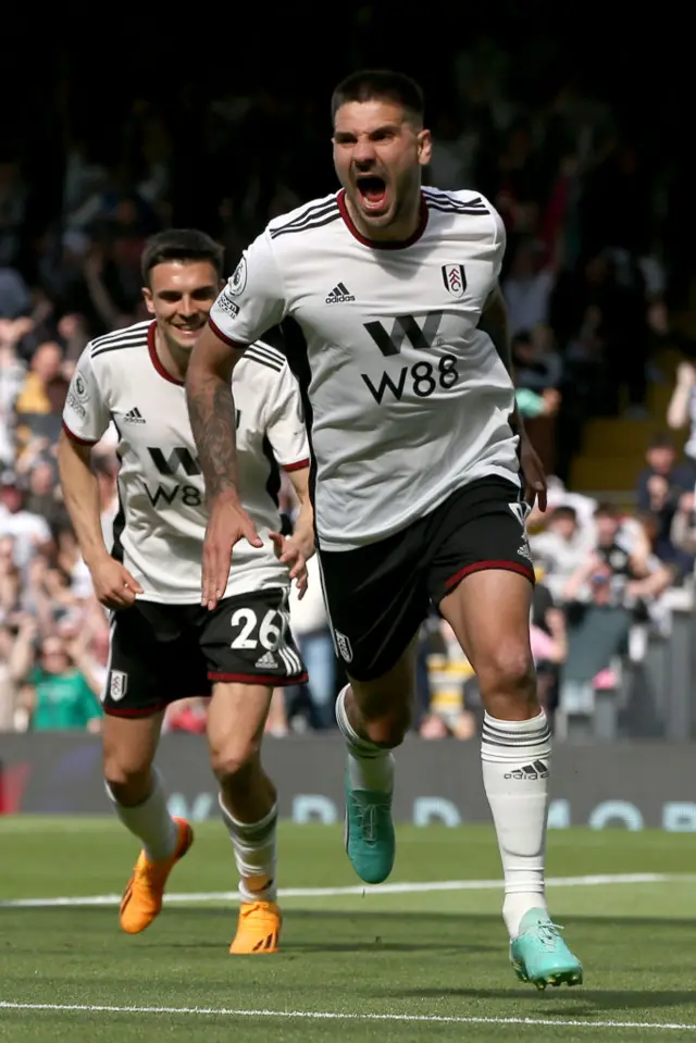 Aleksandar Mitrovic celebrates