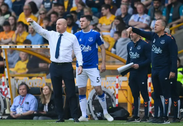 Michael Keane about to come on for Everton