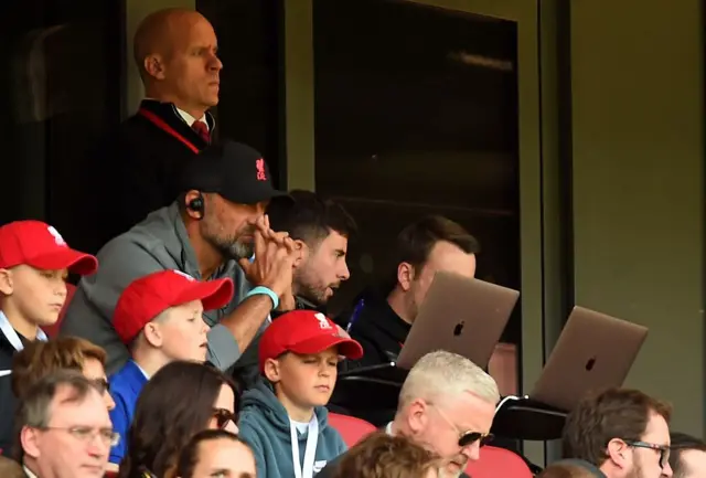 Jurgen Klopp watching from the stands