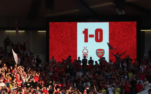 The scoreboard at the City Ground