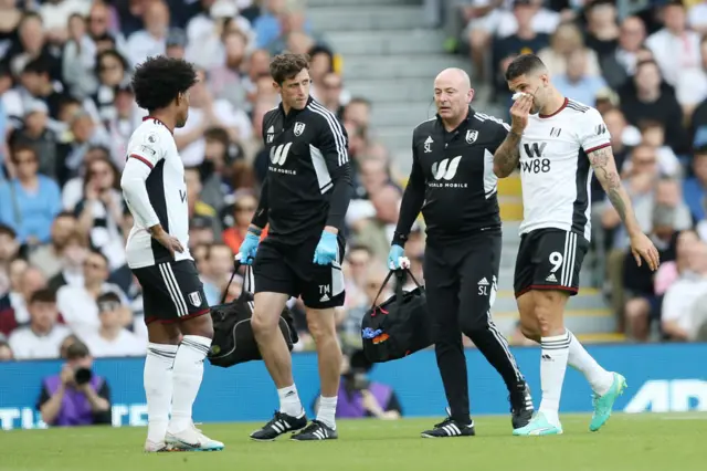 Aleksandar Mitrovic receiving treatment